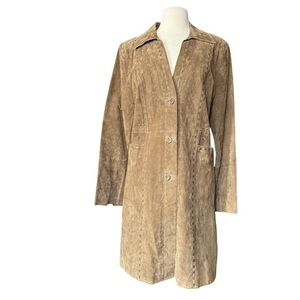 Bradley Bayou Medium Camel/Caramel Brown Suede Leather Coat‎ Cotton Lacing